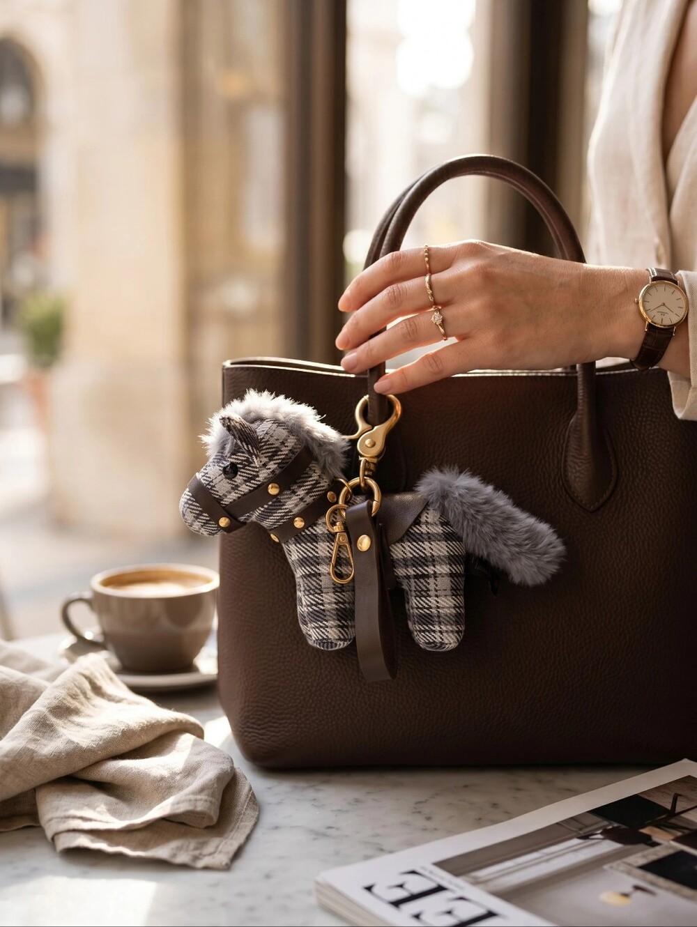 Pony Faux Leather Bag Charm/Key Chains